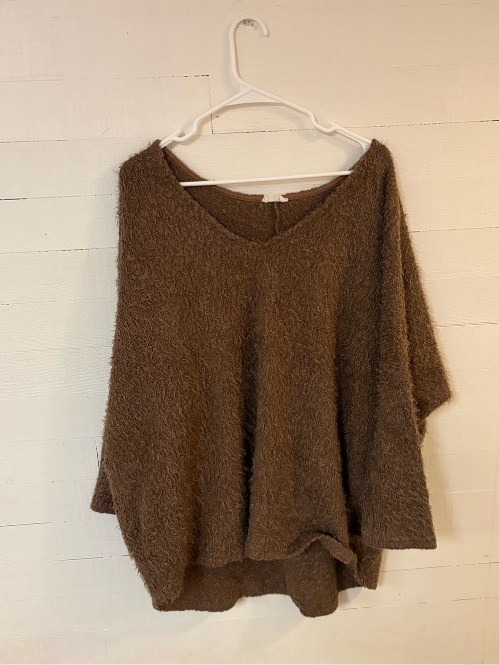 Be Stage 3XL Brown Fuzzy Oversized Tunic Sweater Boho Made in USA